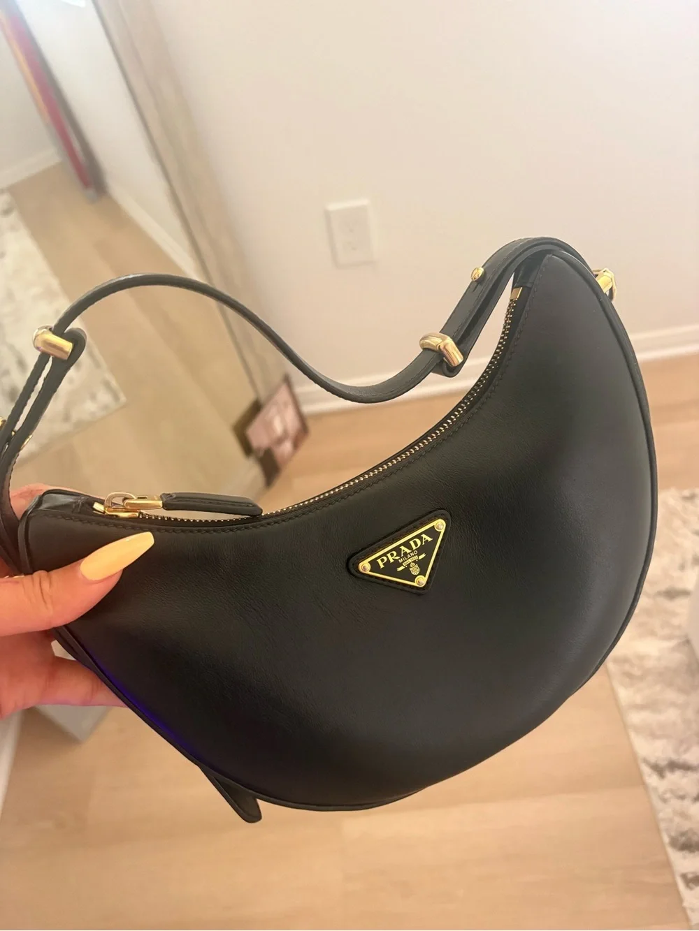 Prada black purse comes with strap